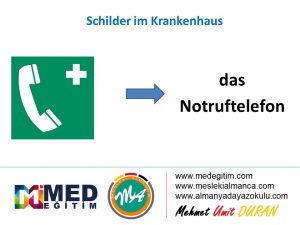 Schilder im Krankenhaus - Hastanedeki Tabelaların Almancası 2