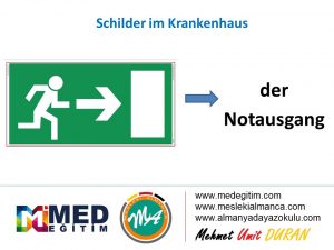 Schilder im Krankenhaus - Hastanedeki Tabelaların Almancası 6