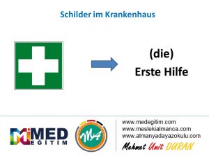 Schilder im Krankenhaus - Hastanedeki Tabelaların Almancası 9