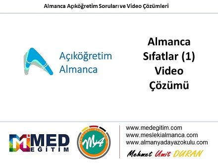 Almanca Sıfatlar (1) - Video Çözümü 1