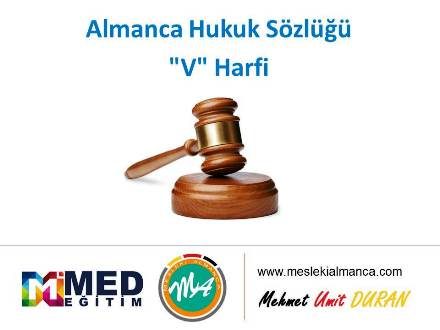 Almanca Hukuk Sözlüğü - "V" Harfi 1