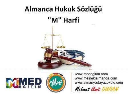 Almanca Hukuk Sözlüğü - "M" Harfi 1