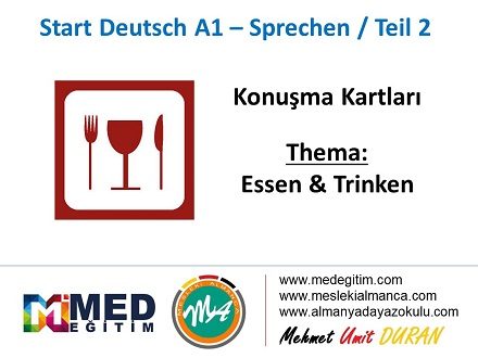 Almanca Konuşma Kartları - Essen&Trinken 1