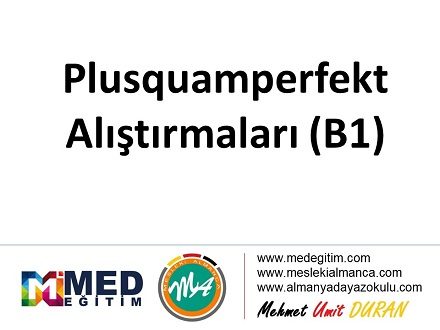 Plusquamperfekt Übungen - Alıştırması (B1) 1