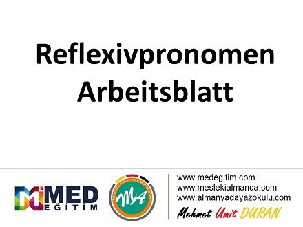 Reflexivpronomen (1) - Arbeitsblatt / Çalışma Kağıdı 1