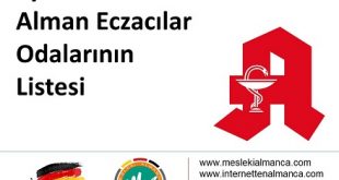 Eyaletlere Göre Alman Eczacılar Odalarının Listesi 58