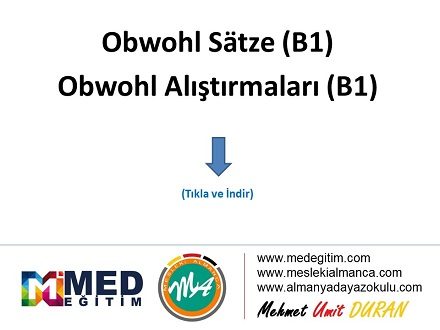 Obwohl Satze - Obwohl Alıştırmaları (B1) 1