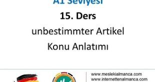 A1 Seviyesi / 15. Ders: unbestimmter Artikel 9