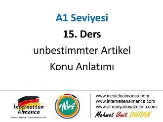 A1 Seviyesi / 15. Ders: unbestimmter Artikel 1